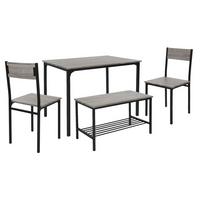 ESSTISCH SET 4-teilig Eiche Grau - Schwarz/Grau, Holzwerkstoff (70/86.5/110cm) - ML-DESIGN