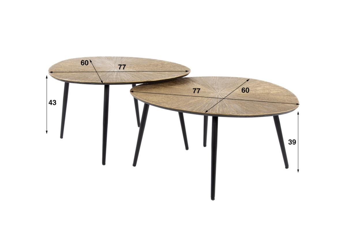 COUCHTISCH TIBALI 2ER SET Bronze Metall - Schwarz/Bronzefarben, Metall (60/77/43cm) - KAWOLA