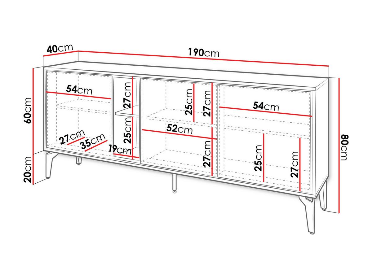 SIDEBOARD Ella 190 - Schwarz/Braun, Holzwerkstoff/Metall (190/80/40cm) - MIRJAN24
