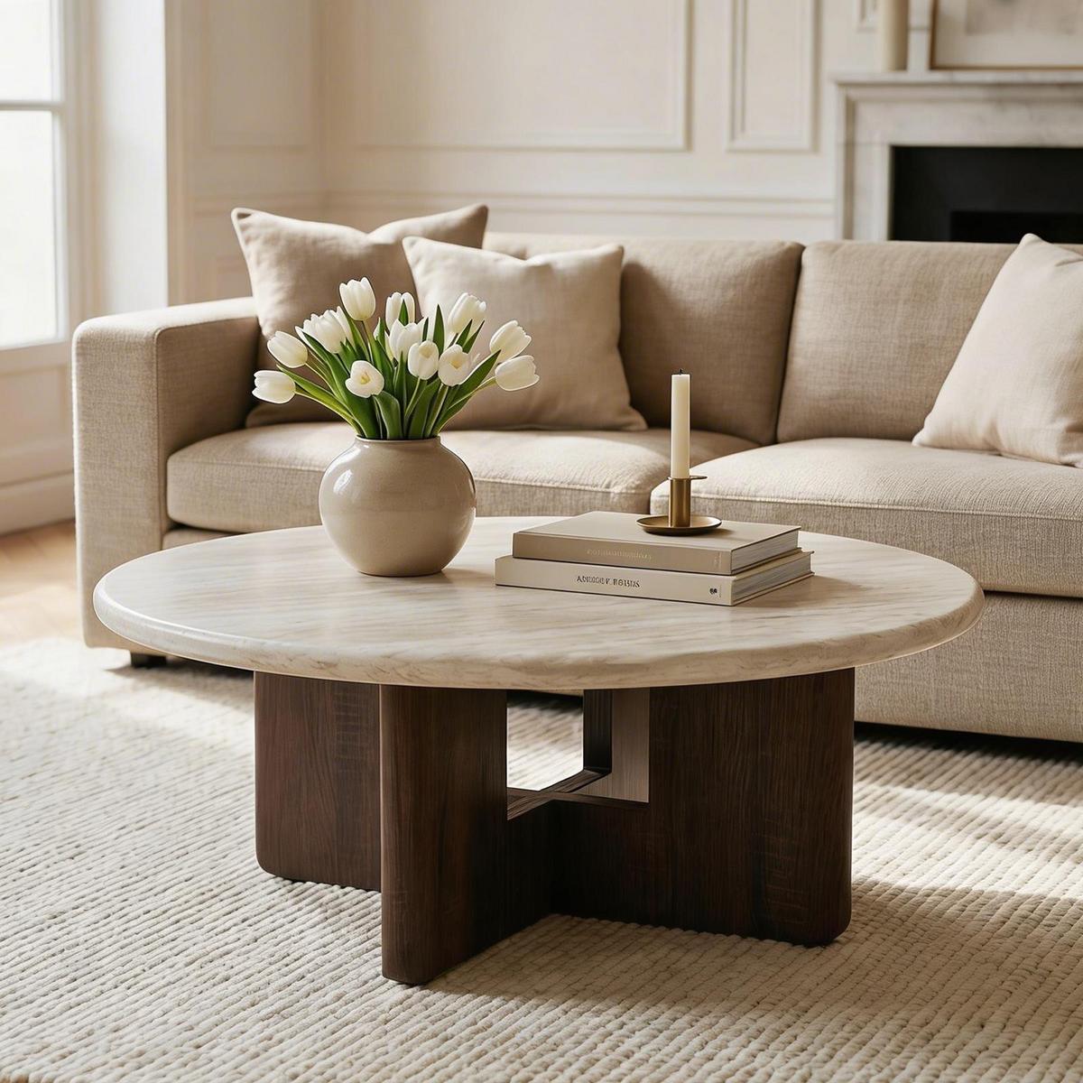 COUCHTISCH STOL beige - Beige, Holzwerkstoff/Metall (80/80/32cm) - IDIMEX