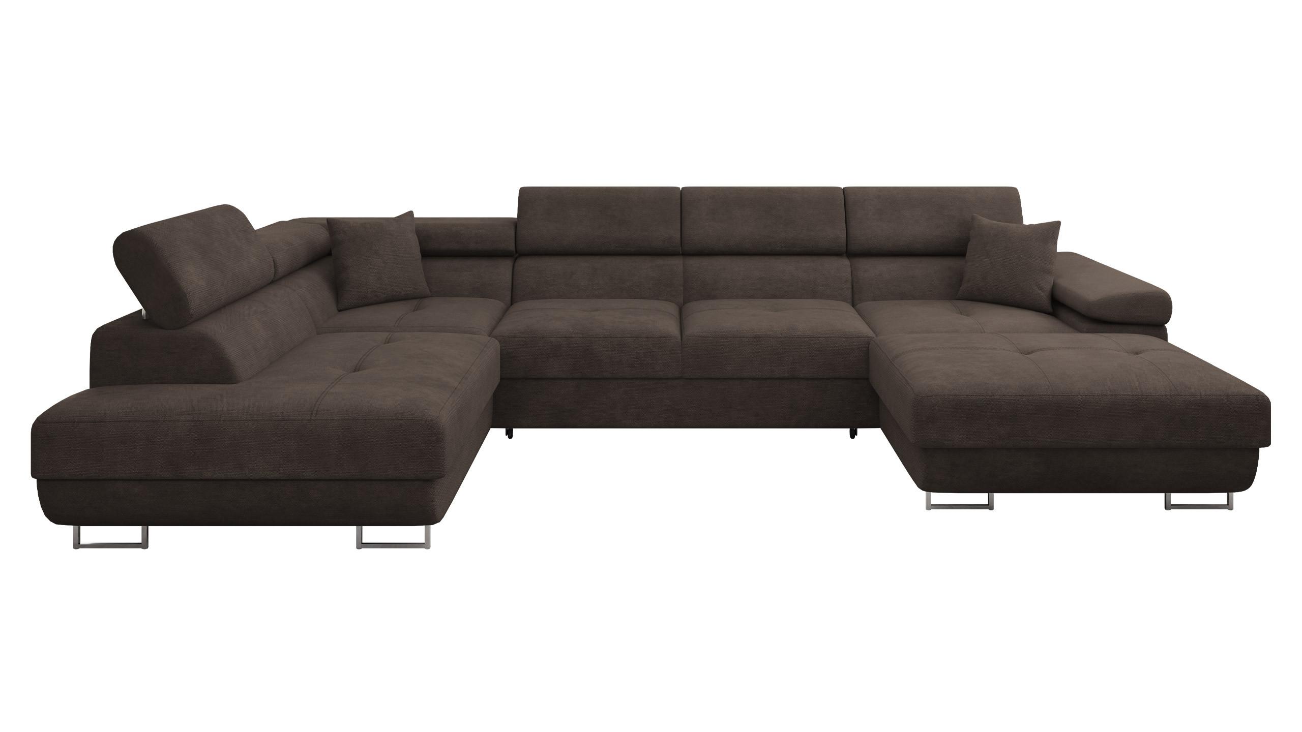 WOHNLANDSCHAFT Torezio Bis, Seite: Links - Dunkelbraun, Holz/Textil (346/90/203cm) - MIRJAN24