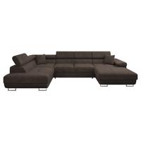 WOHNLANDSCHAFT Torezio Bis, Seite: Links - Dunkelbraun, Holz/Textil (346/90/203cm) - MIRJAN24