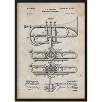 POSTER Trompete 2 Patent A3 Schwarzer Rahmen - Schwarz, Papier (29.7/5/42cm) - Nacnic