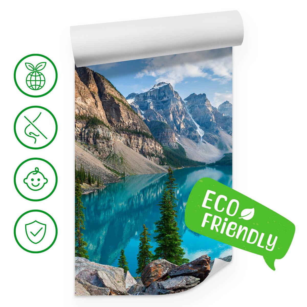 FOTOTAPETE für Wohnzimmer Bergsee Landschaft 3D 350x256 - Beige/Braun, Papier (350/256cm) - Muralo