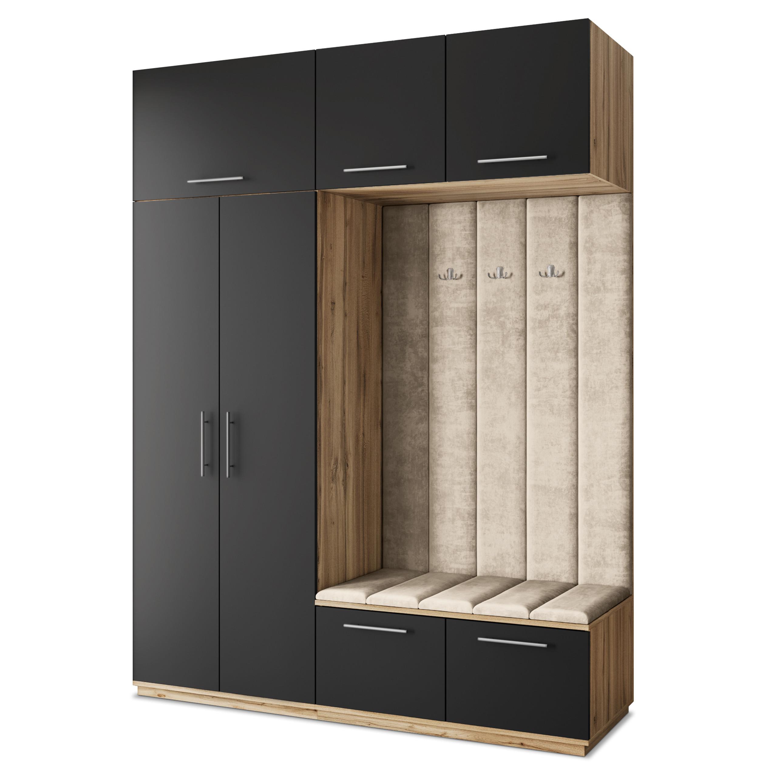 GARDEROBENSCHRANK REMA 180/240/60 cm Modern Eiche Wotan - Beige/Eiche Wotan, Holzwerkstoff (180/240/60cm) - MASSENO