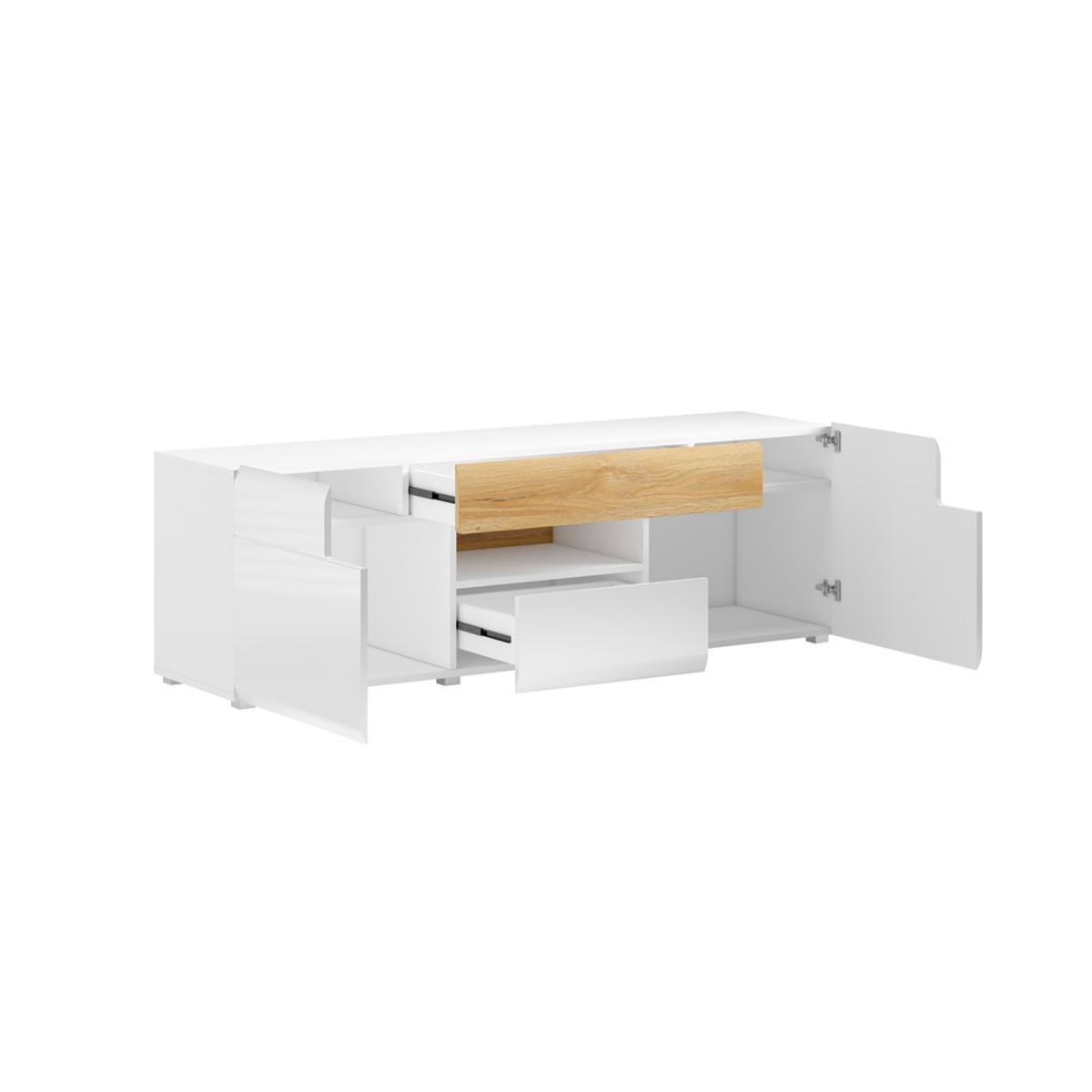 TV-MÖBEL Jules Weiß und Holz - Weiß, Holzwerkstoff (159/47/39cm) - Petits-meubles