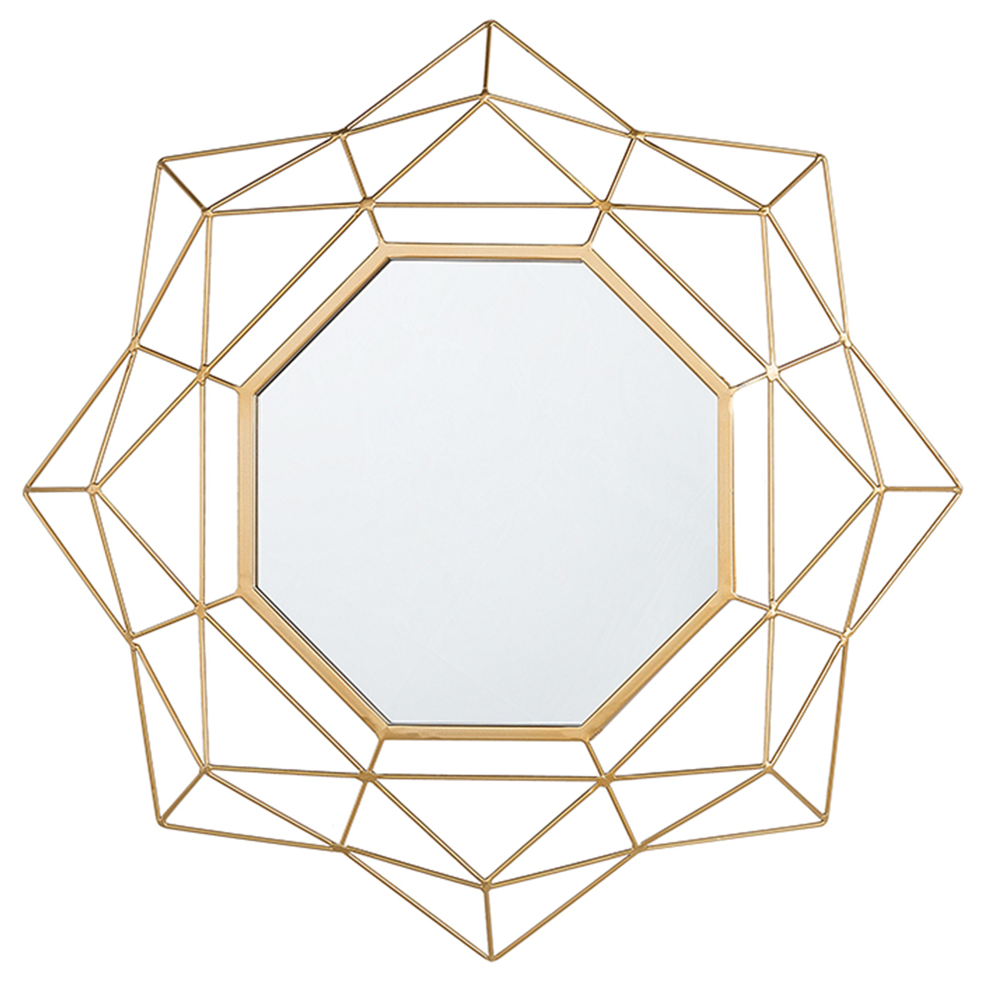 WANDSPIEGEL gold Sternenoptik 60 cm Hillion - Goldfarben, Metall (60/60/4cm) - Beliani