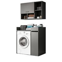 WASCHMASCHINENSCHRANK grau Set 3-teilig 95 x 195 cm, Waschmaschinenumbau mit Stauraum - Schwarz/Grau, Holzwerkstoff/Kunststoff (95/195/60cm) - Inn.Furn