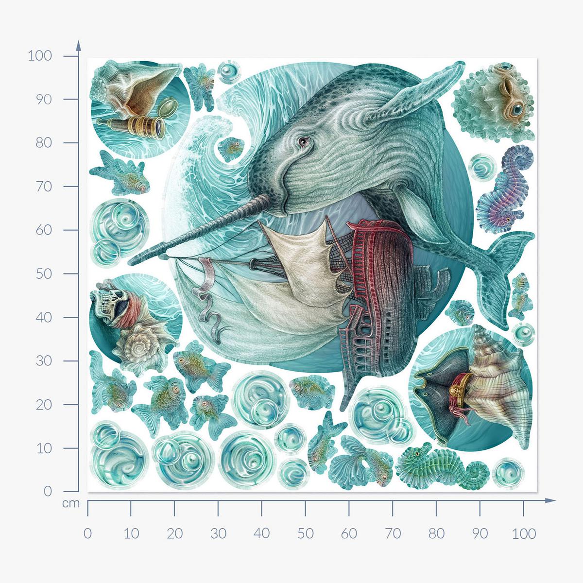WANDAUFKLEBER 100x103cm - Seeexpedition - Multicolor, Kunststoff (100/103/0.1cm) - Wallfluent