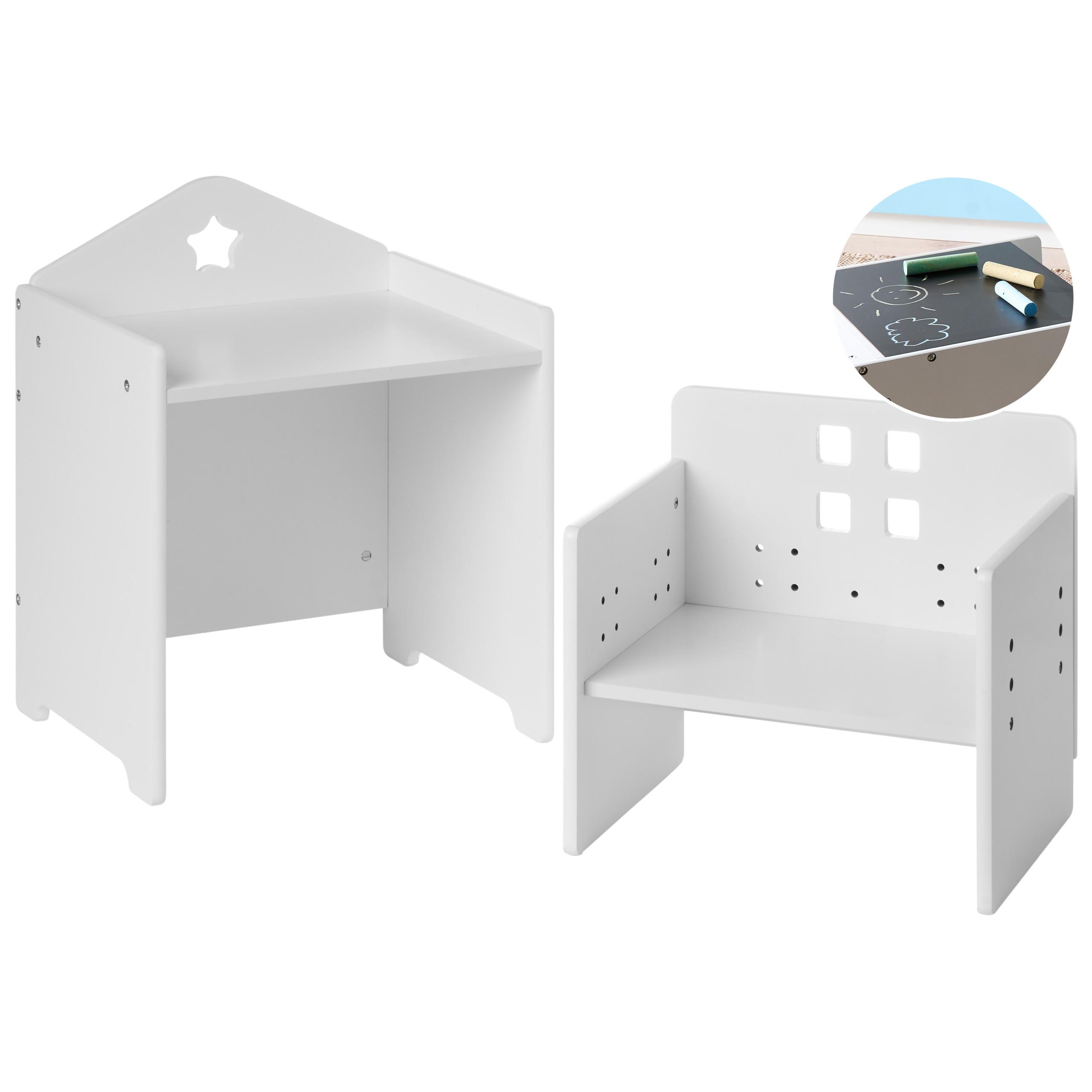 KINDERTISCH und Stuhlset Weiß Montessori Elanora - Weiß, Holzwerkstoff (35/53/30cm) - Beliani