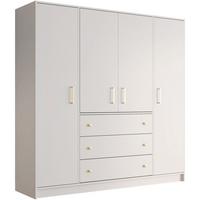 DREHTÜRENSCHRANK Rilo mit 4 Türen und 3 Schubladen, 200 cm, Kaschmir - Kaschmir/Goldfarben, Holzwerkstoff (196/200/58cm) - Beautysofa