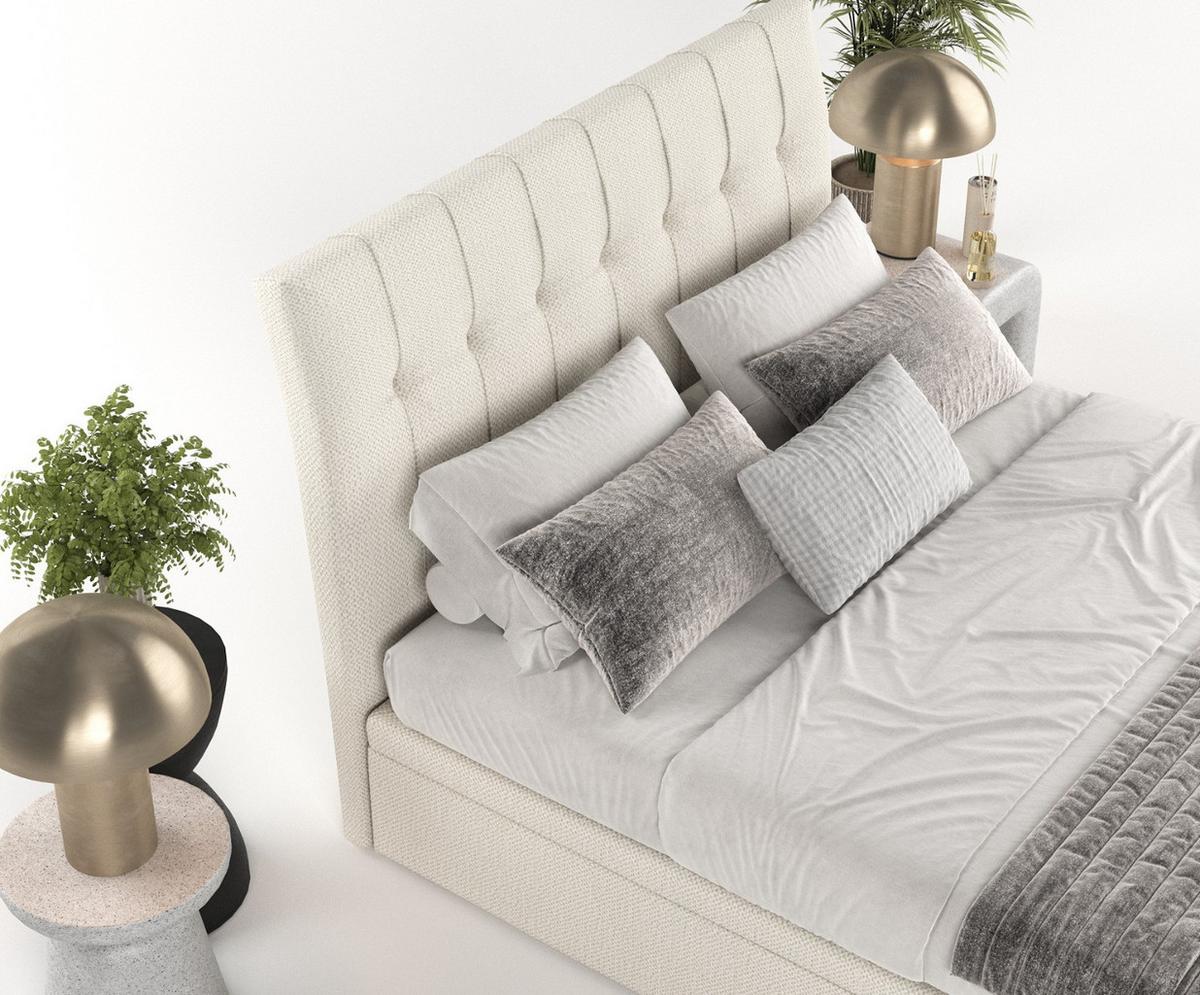 POLSTERBETT Kelsea mit Stauraum 120/200 cm Hellbeige im Alta Stoff - Sandfarben/Schwarz, Holz/Holzwerkstoff (120/200cm) - AltaBeds