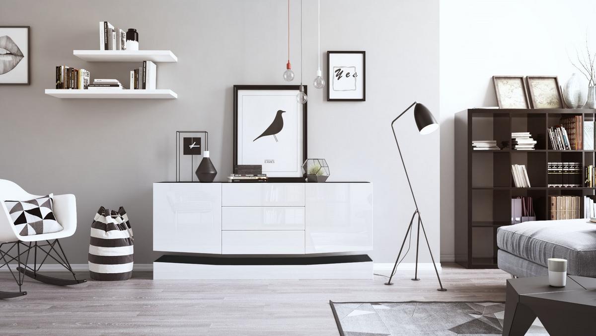 SIDEBOARD City Fronten in Weiß Hochglanz - Weiß Hochglanz, Holzwerkstoff (178/82/39cm) - Vladon