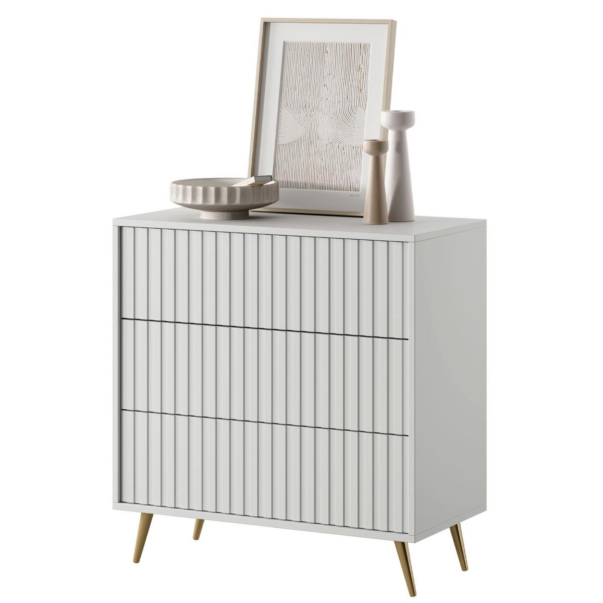 SIDEBOARD Bello weiß mit goldenen Beinen, 79 cm - Goldfarben/Weiß, Holzwerkstoff/Metall (79/78/38cm) - Selsey