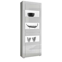 VITRINE Hochglanz weiß, mit weiß oder grau, 66 x 200 cm Soft-Close - Weiß Hochglanz/Weiß, Glas/Holzwerkstoff (66/198/35cm) - Furn.Design