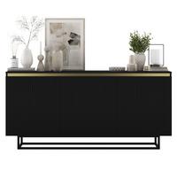 SIDEBOARD Selene 3D Schwarz Matt mit metallrahmen Glamour 167 cm - Schwarz, Holzwerkstoff/Metall (167/79/35cm) - Meble Lindner