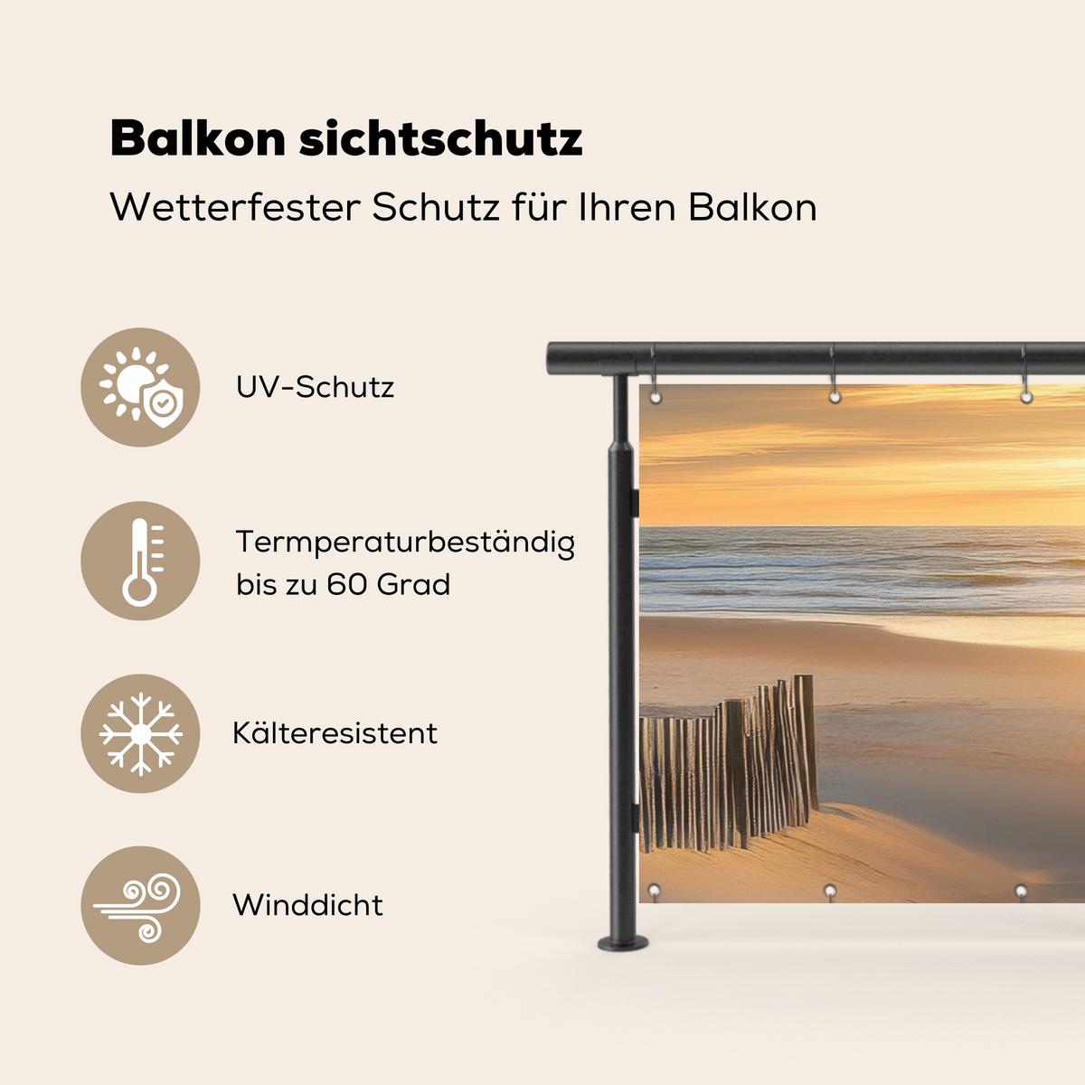BALKON-SICHTSCHUTZ Strand - Dünen - Sonnenuntergang Balkon Deko 300x130 cm - Sandfarben, Kunststoff (300/130cm) - MuchoWow
