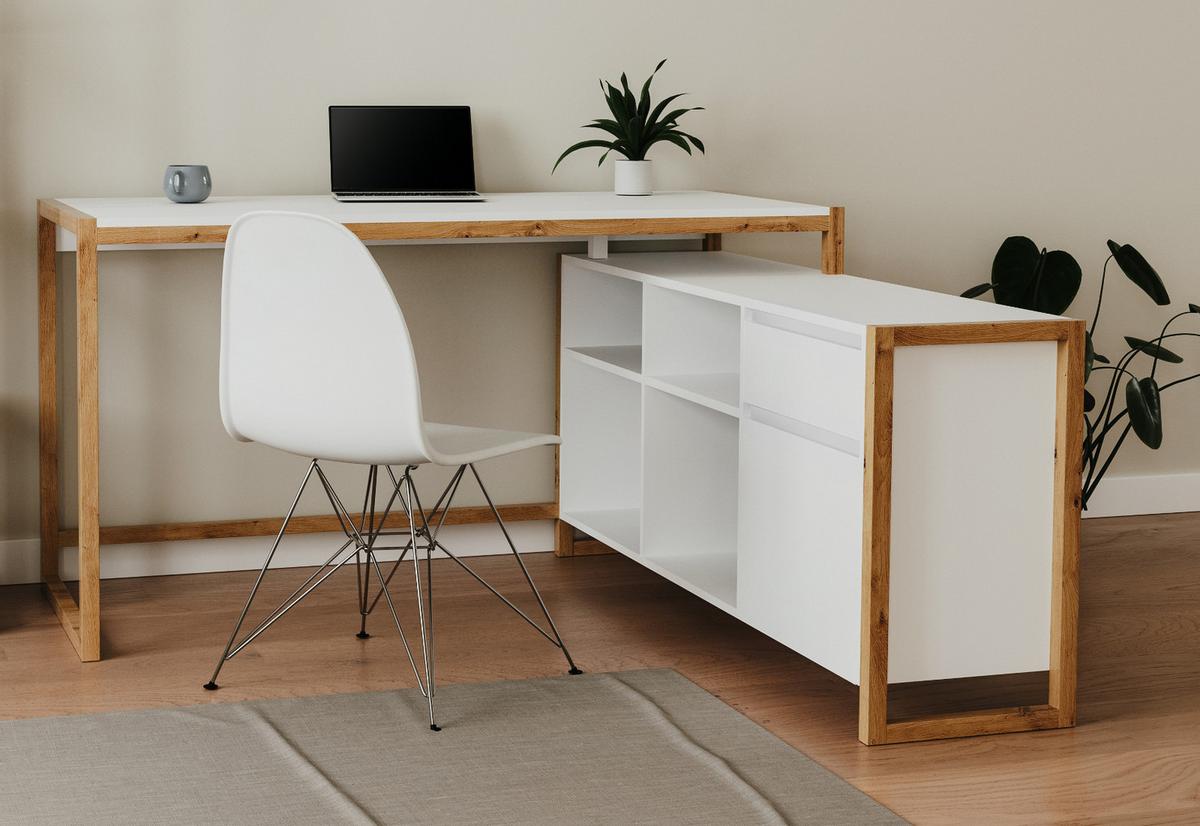 SCHREIBTISCH weiß, Eiche Artisan 139 x 139 cm, Eckschreibtisch für Büro und Homeoffice - Weiß/Eiche Artisan, Holzwerkstoff (139/139/75cm) - Furn.Design