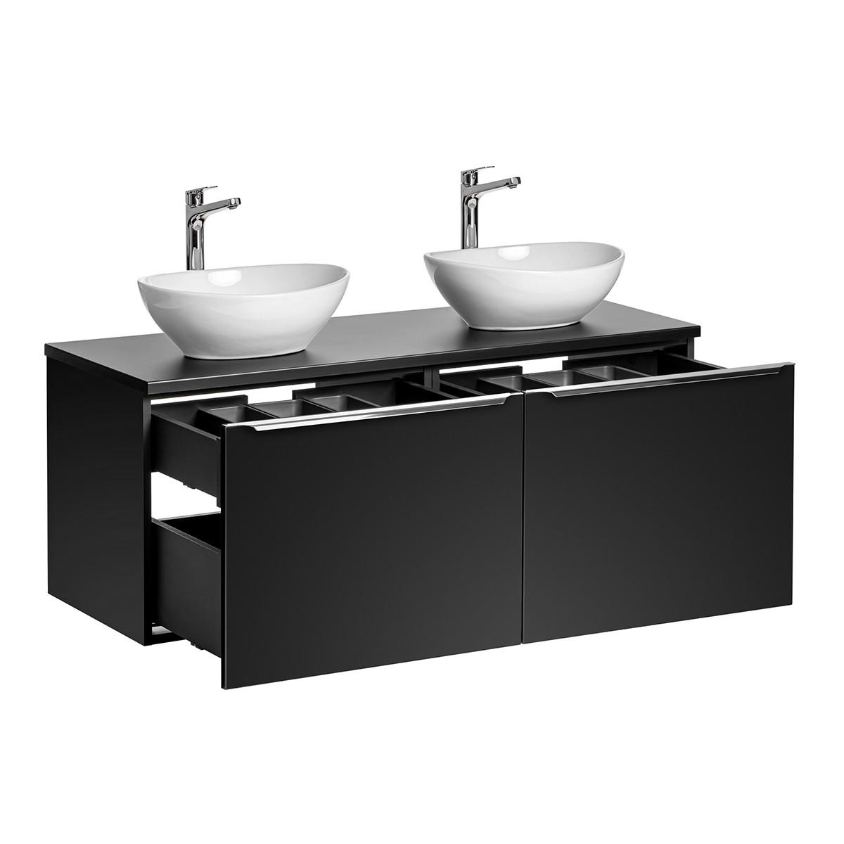 DOPPELWASCHTISCH 120cm Éros Schwarz - Schwarz, Holzwerkstoff (120/48/46cm) - Petits-meubles