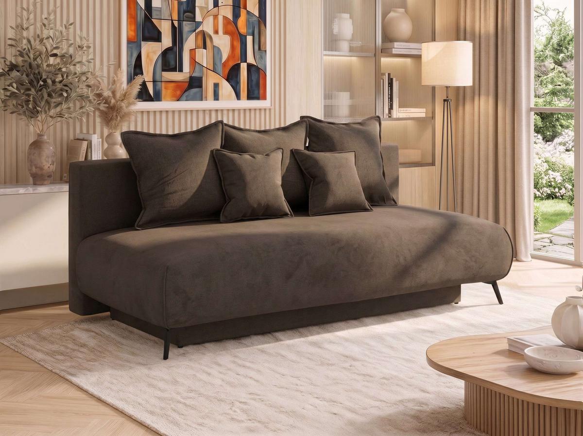 3-SITZER SOFA VIRENO - Braun Velvet - Schwarz/Braun, Textil/Metall (197/95/102cm) - MKS