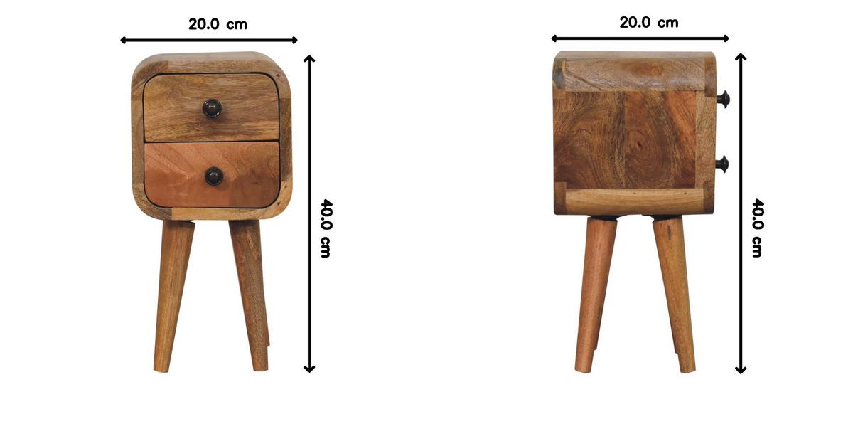 NACHTTISCH IN EICHENOPTIK, 2 SCHUBLADEN - Braun, Holz (20/40/20cm) - Artisan Furniture