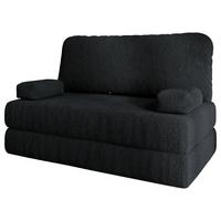 BETTSOFA KESTE aus Schaumstoff Bucle-Stoff Schwarz Schlaffunktion - Schwarz, Textil (140/86/60cm) - MASSENO