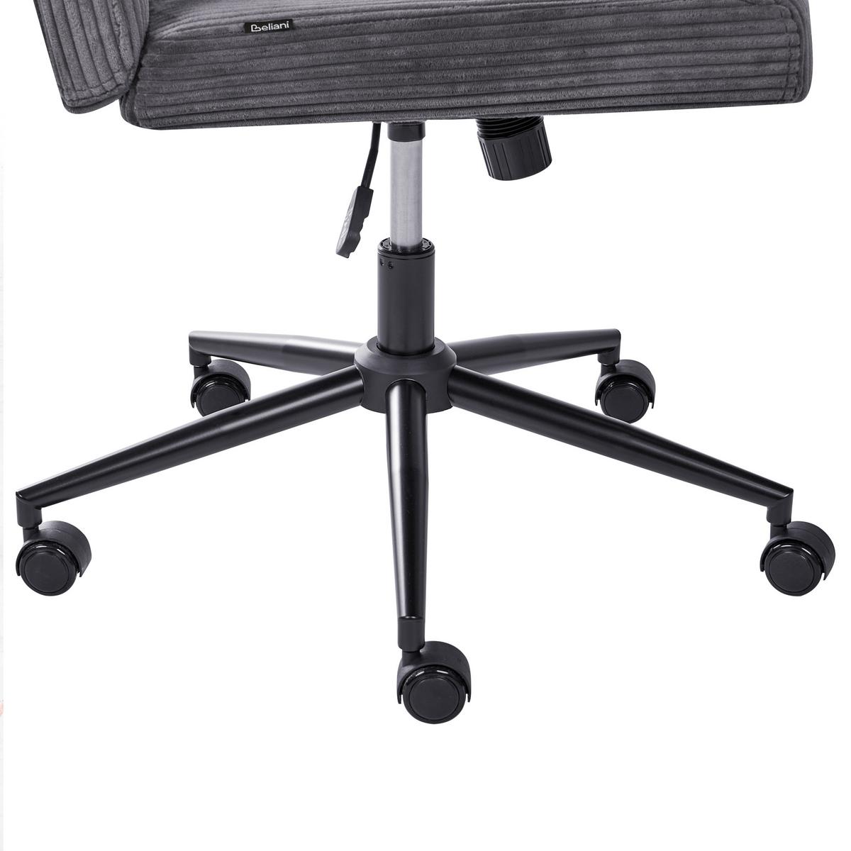 SCHREIBTISCHSTUHL Cord Grau Geddes - Grau, Textil (59/85/71cm) - Beliani