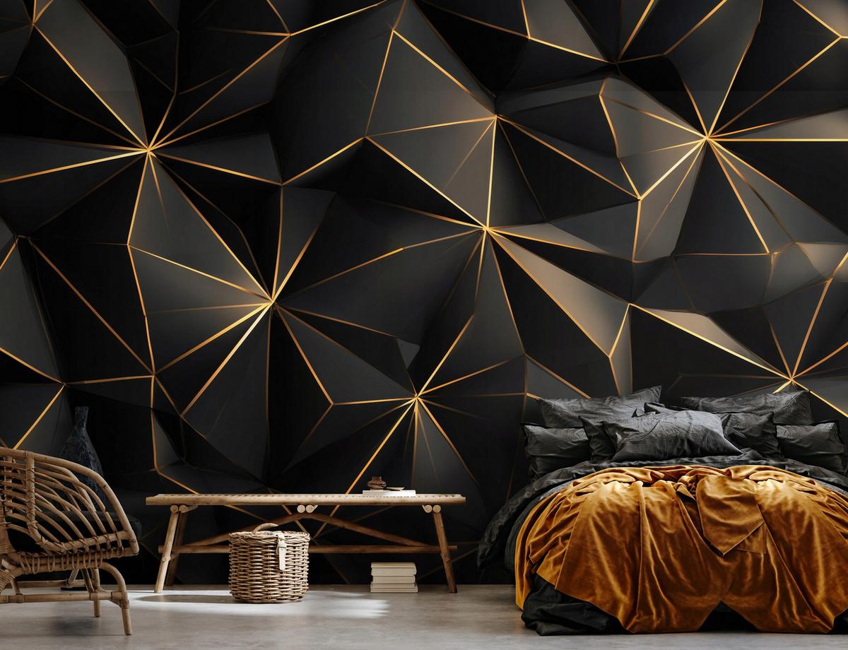FOTOTAPETE Abstrakt Geometrisch Schwarz 250x175 cm - Multicolor, Papier (250/175cm) - Wallarena