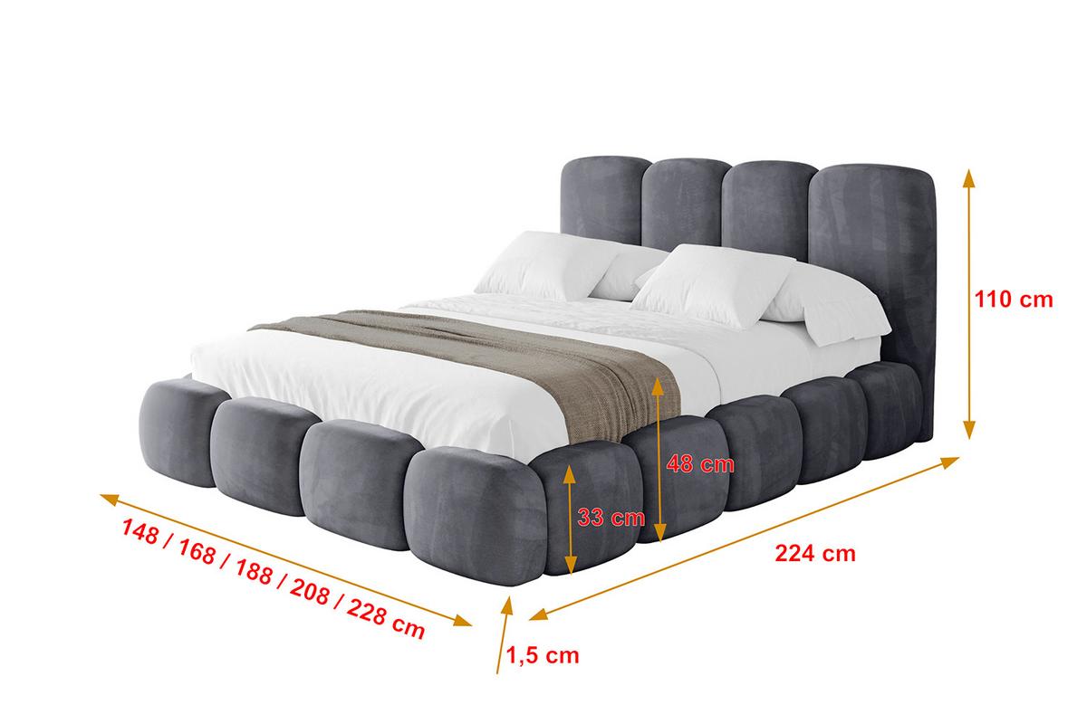 POLSTERBETT mit Bettkasten und Lattenrost, Boxbett ohne Matratze - KALA 200x200 Dunkelgrau - Dunkelgrau, Holzwerkstoff/Textil (200/200cm) - ALTDECOR