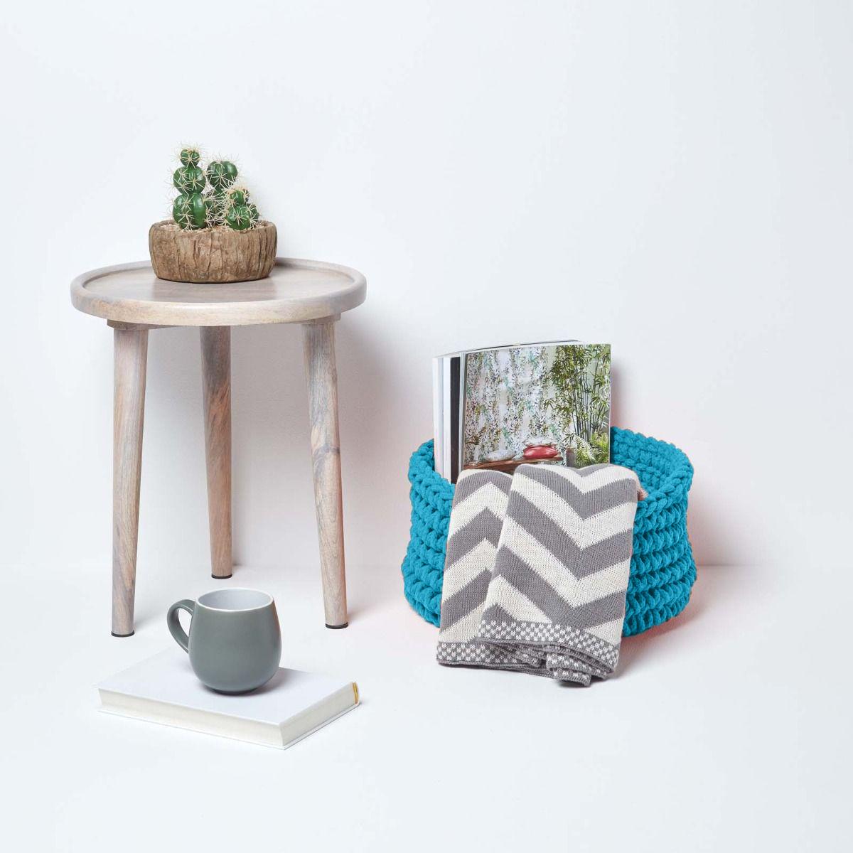 AUFBEWAHRUNGSKORB Baumwolle 37/21 cm - Türkis, Textil (37/37/21cm) - Homescapes