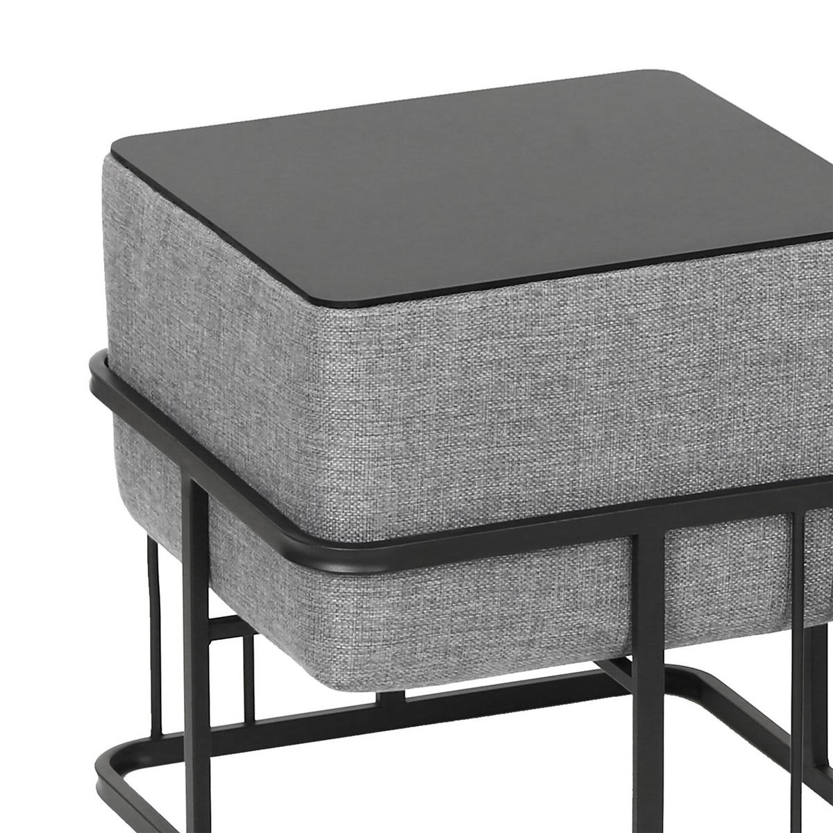 HOCKER-SET 2-TLG. Tas - Hellgrau/Schwarz, Holzwerkstoff/Textil (38/38/38cm) - [en.casa]