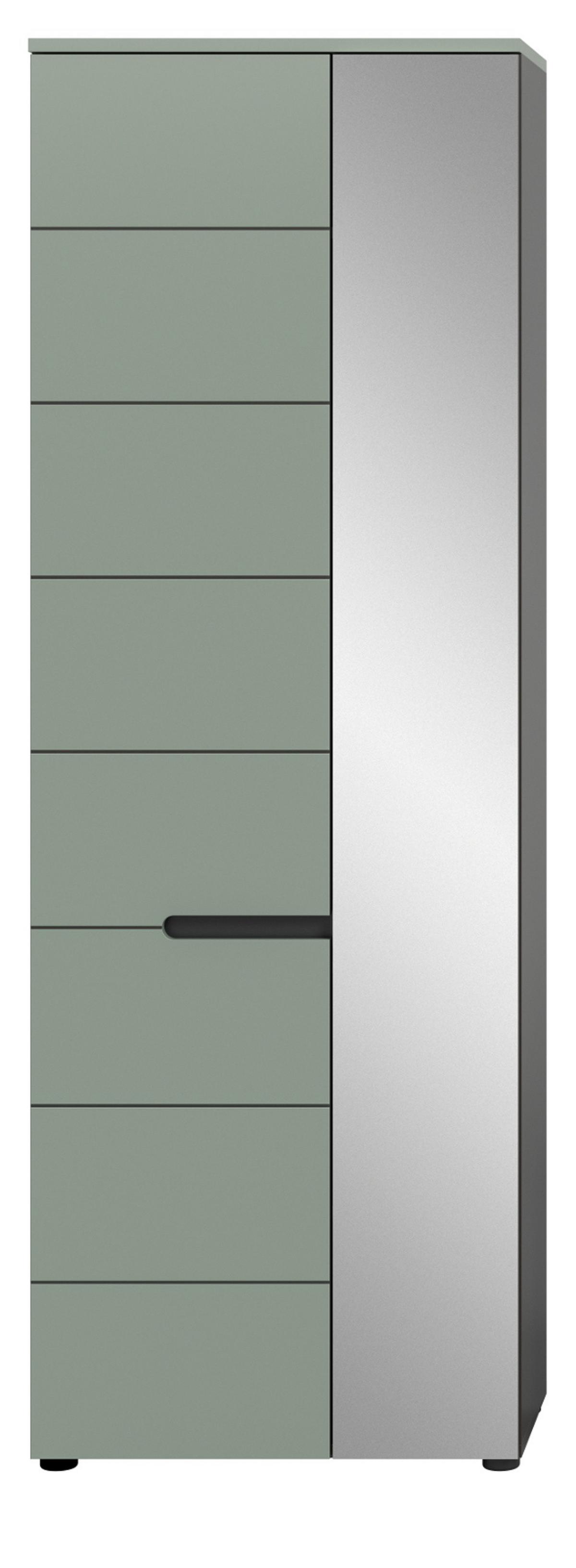GARDEROBENSCHRANK Salbei Grün und Basalt Grau, Schuhschrank 65 x 190 cm, variable Inneneinteilung und Soft-Close - Salbeigrün/Schwarz, Holzwerkstoff/Kunststoff (65/190/37cm) - Inn.Furn