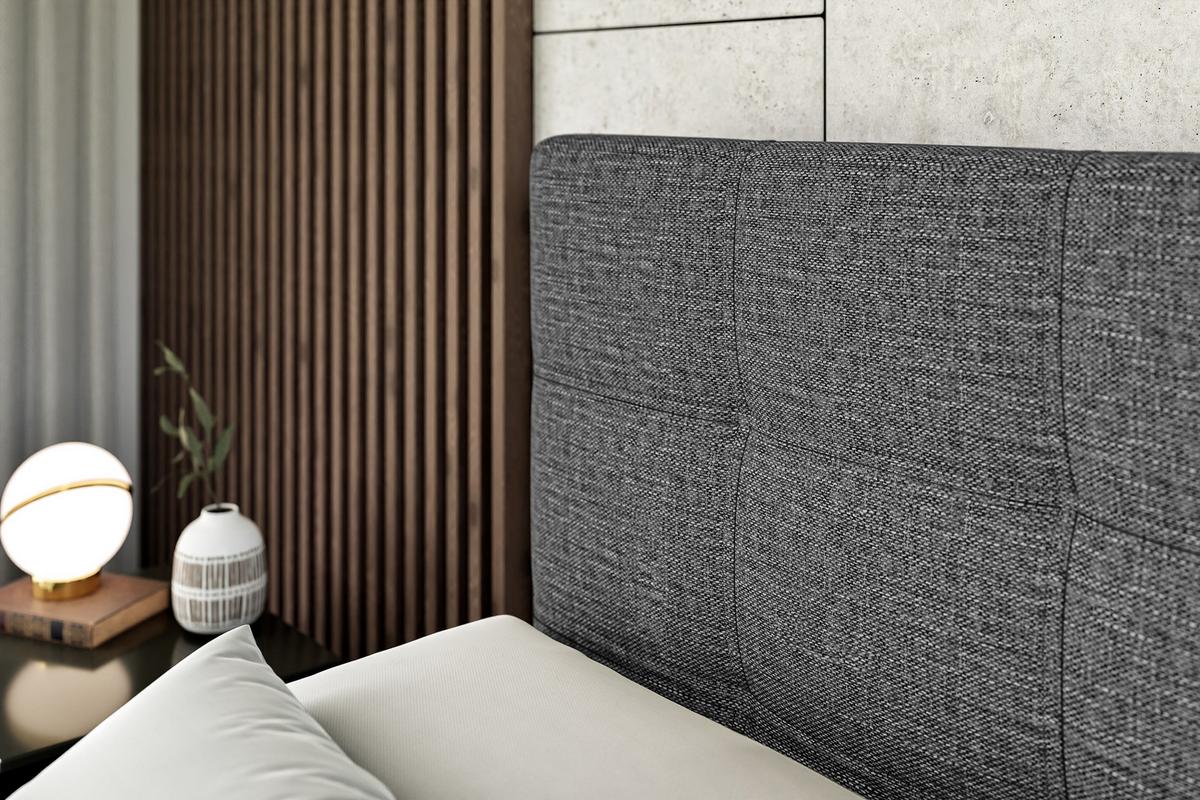 BOXBETT mit Matratze H4 und Lattenrost - MARCE - 90x200 - Rechts - H4 - Grau - Grau, Holzwerkstoff (90/200cm) - ALTDECOR
