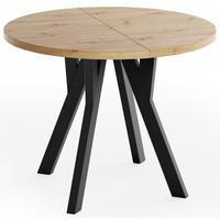 ESSTISCH Vero rund ausziehbar verlängerbar, Eiche Artisan Hellbraun 100-200/100/77 cm - Schwarz/Eiche Artisan, Holz/Holzwerkstoff (100/200/76.5cm) - WFL GROUP