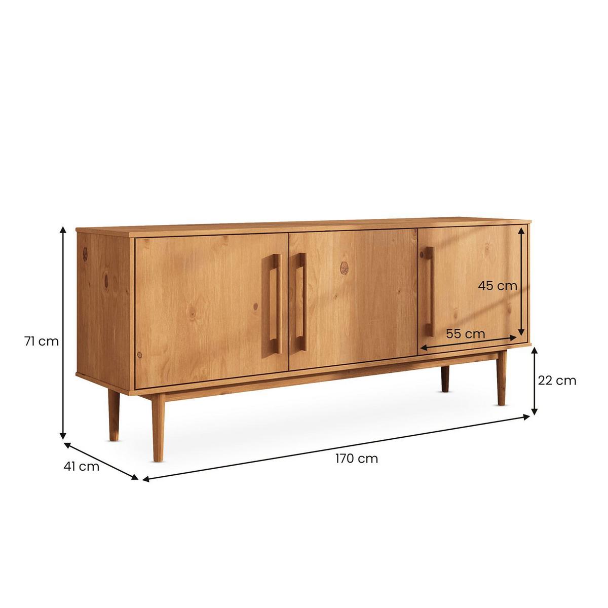 SIDEBOARD TECCA Eiche - Eichefarben, Holz (170/71/41cm) - IDIMEX