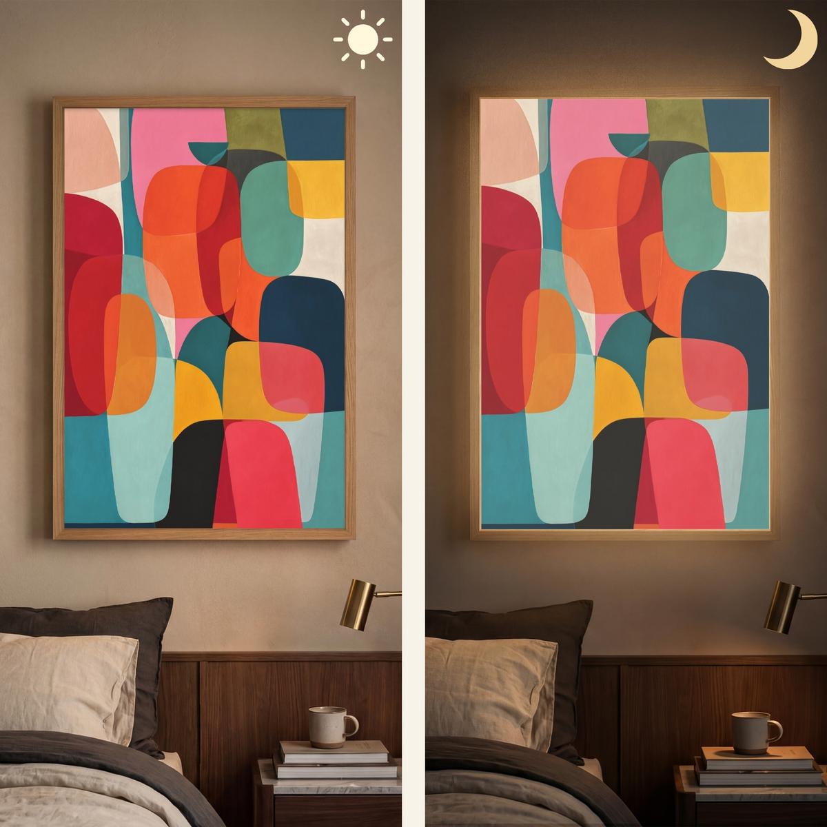 WANDLEUCHTE MIT AKKU Formen - Bunt - Abstrakt - Flugzeuge 60x90 cm - Multicolor, Holzwerkstoff (60/90/8cm) - OnlyWow