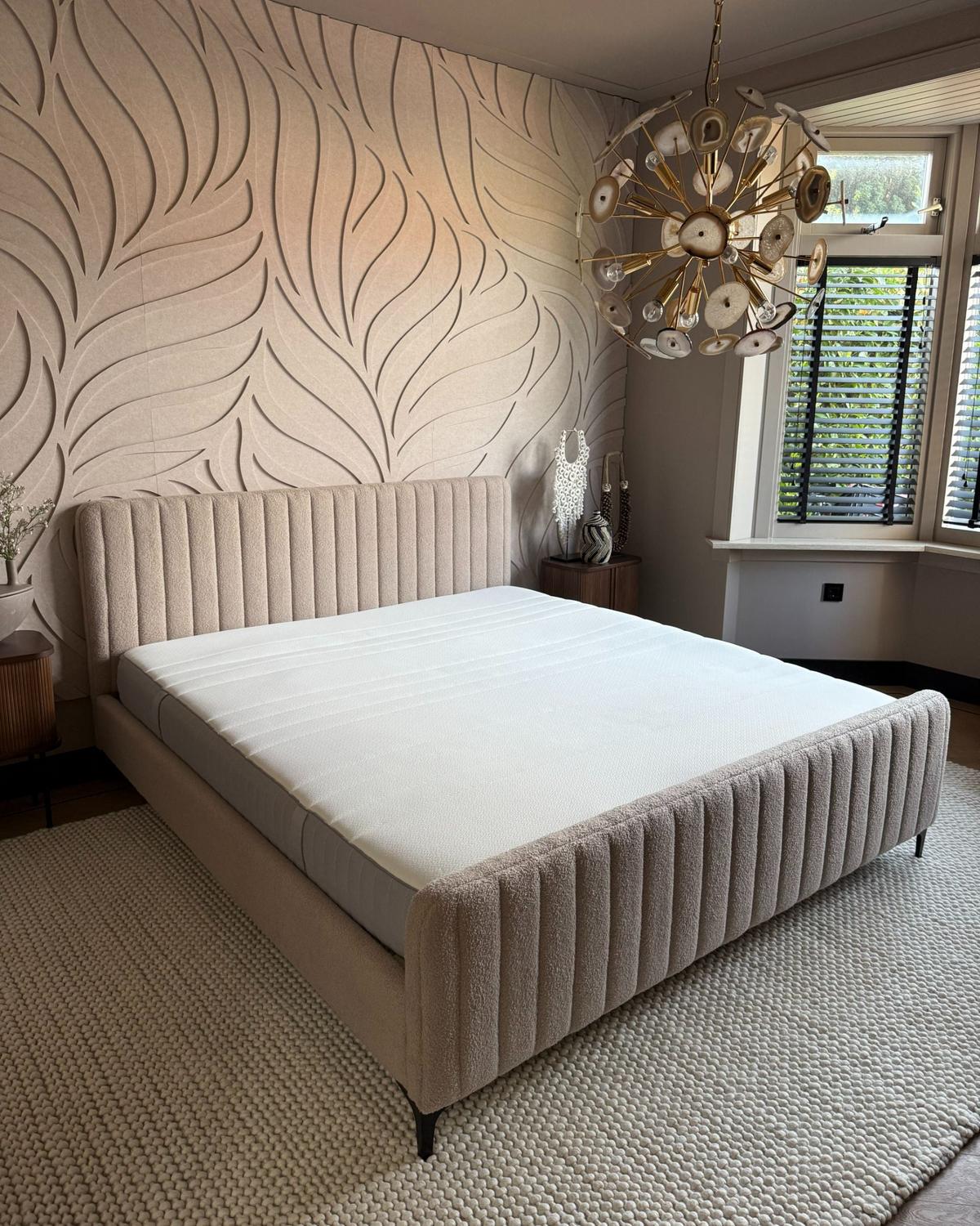 GEL-MEMORY-SCHAUMMATRATZE H2/3 Mittel 160/200 cm Happiness - Weiß, Textil (160/200cm) - Beliani