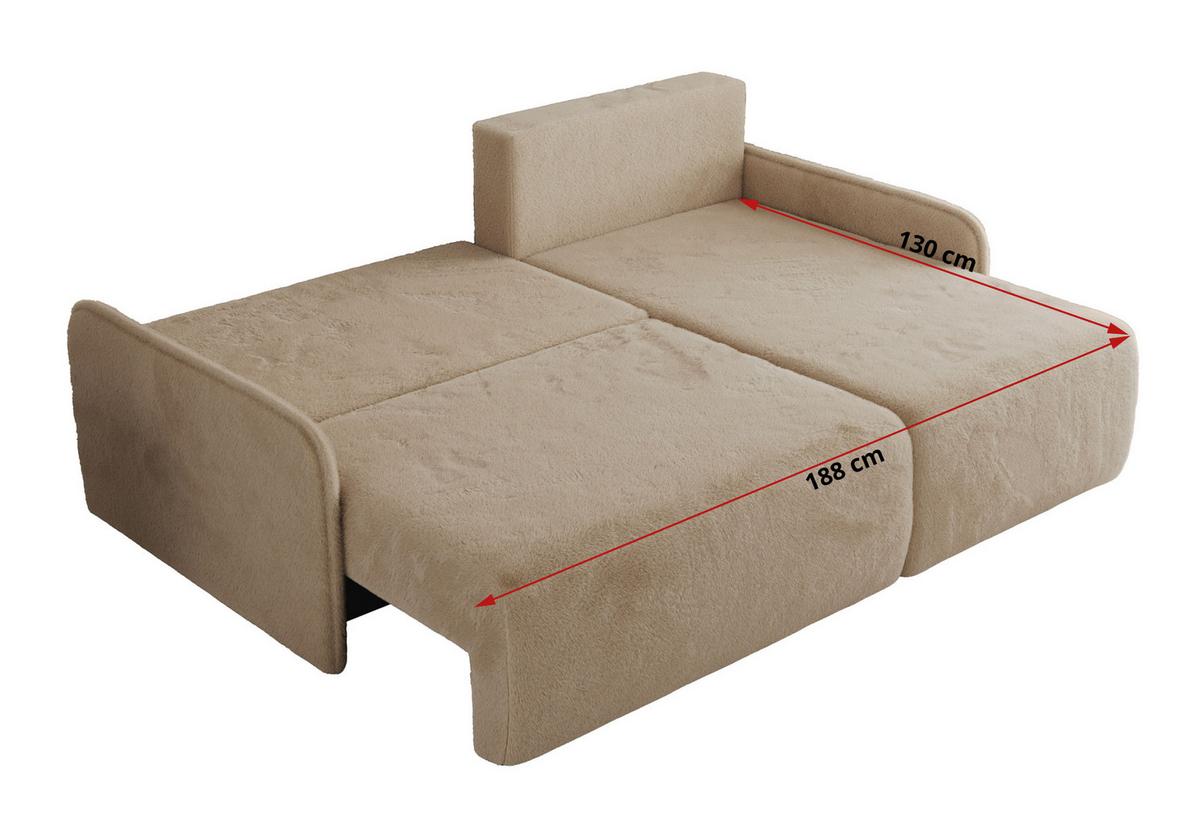 ECKSCHLAFSOFA ARPA L Beige Plüsch - links - Beige/Schwarz, Kunststoff/Textil (198/150cm) - MKS