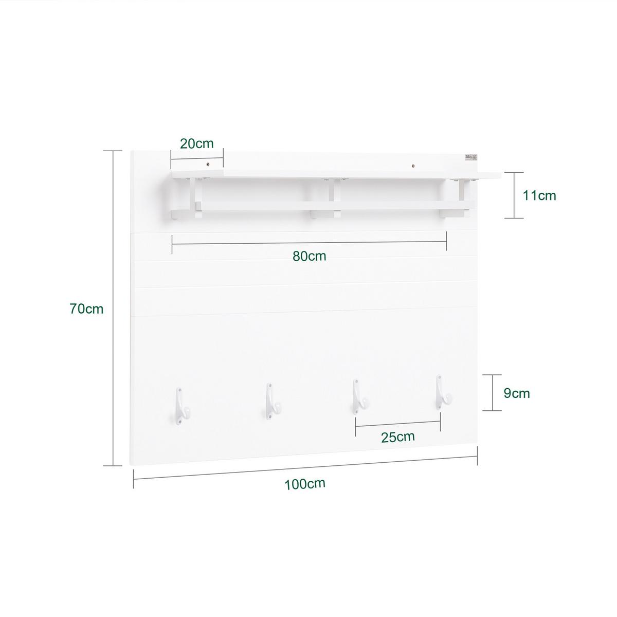 WANDGARDEROBE Weiß - Weiß, Holzwerkstoff/Metall (100/70/20cm) - SoBuy
