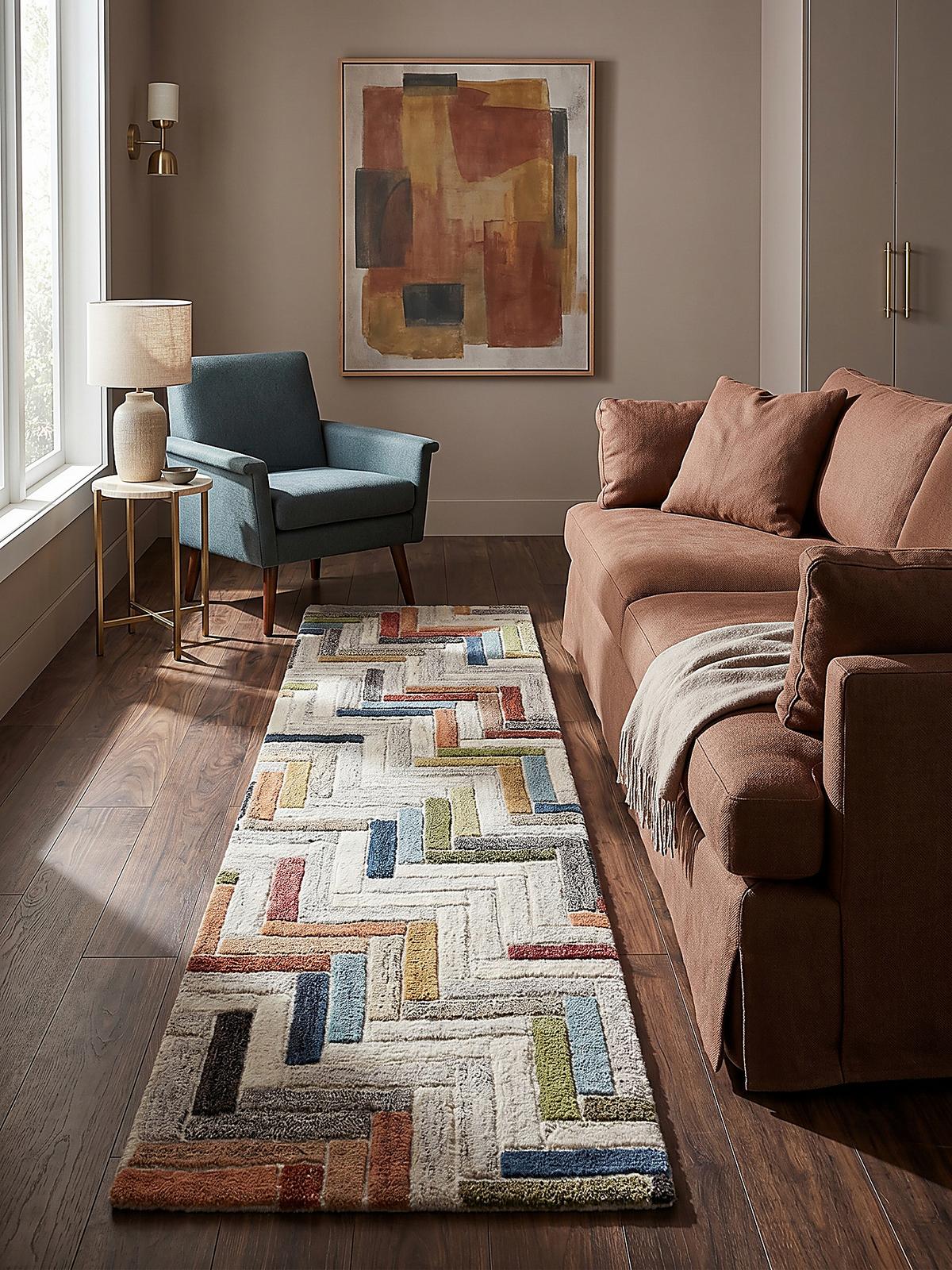 WOLLTEPPICH ESK, geometrisch, Florhöhe 10 mm, Bunt, 60 x 230 cm - Multicolor, Textil (230/60cm) - KADIMA DESIGN