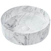 AUFSATZWASCHBECKEN Weißer Marmor 40 cm Keramik Manis - Weiß, Keramik (40/12/40cm) - Beliani