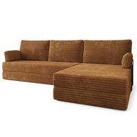 ECKSOFA ANKO modulares Boneless Sofa mit Schlaffunktion Orange Kordstoff - Orange, Textil (270/160cm) - MASSENO
