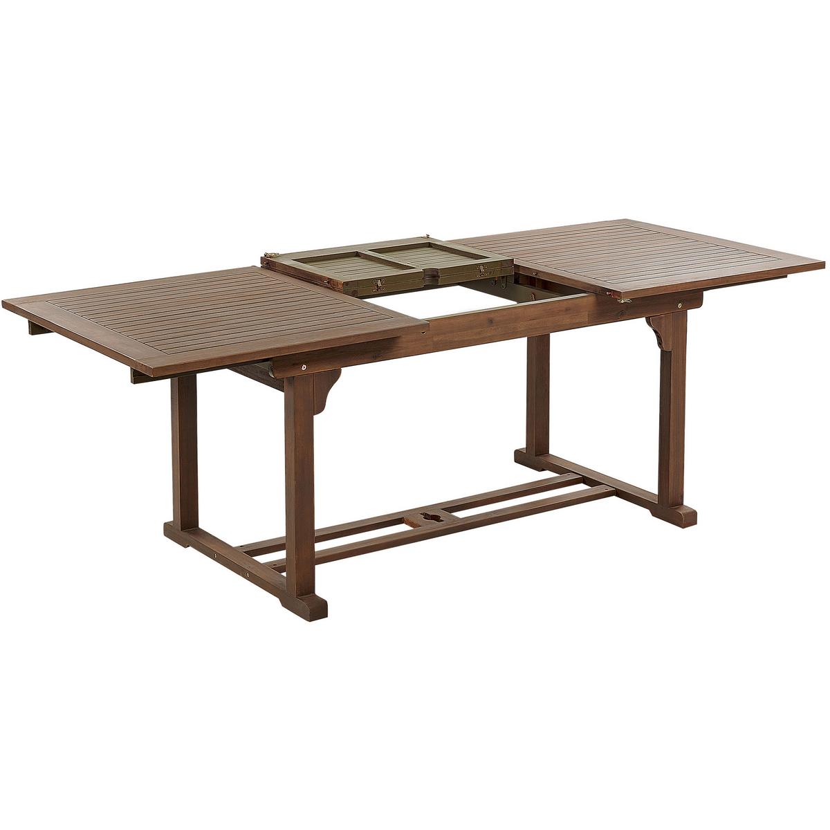 GARTENTISCH Akazienholz dunkelbraun 160-220/90 cm ausziehbar Amantea - Dunkelbraun, Holz (160/90/74cm) - Beliani