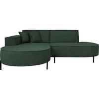 ECKSOFA Hana Loft 3-Sitzer Ecke Links, Cordstoff Chenille, Dunkelgrün 241/80/168 cm - Dunkelgrün/Schwarz, Textil/Metall (241/168cm) - WFL GROUP