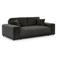 3-SITZER-SOFA Mollis Dunkelgrau Plüschcord - Dunkelgrau/Schwarz, Holz/Kunststoff (213/79/108cm) - S-Style