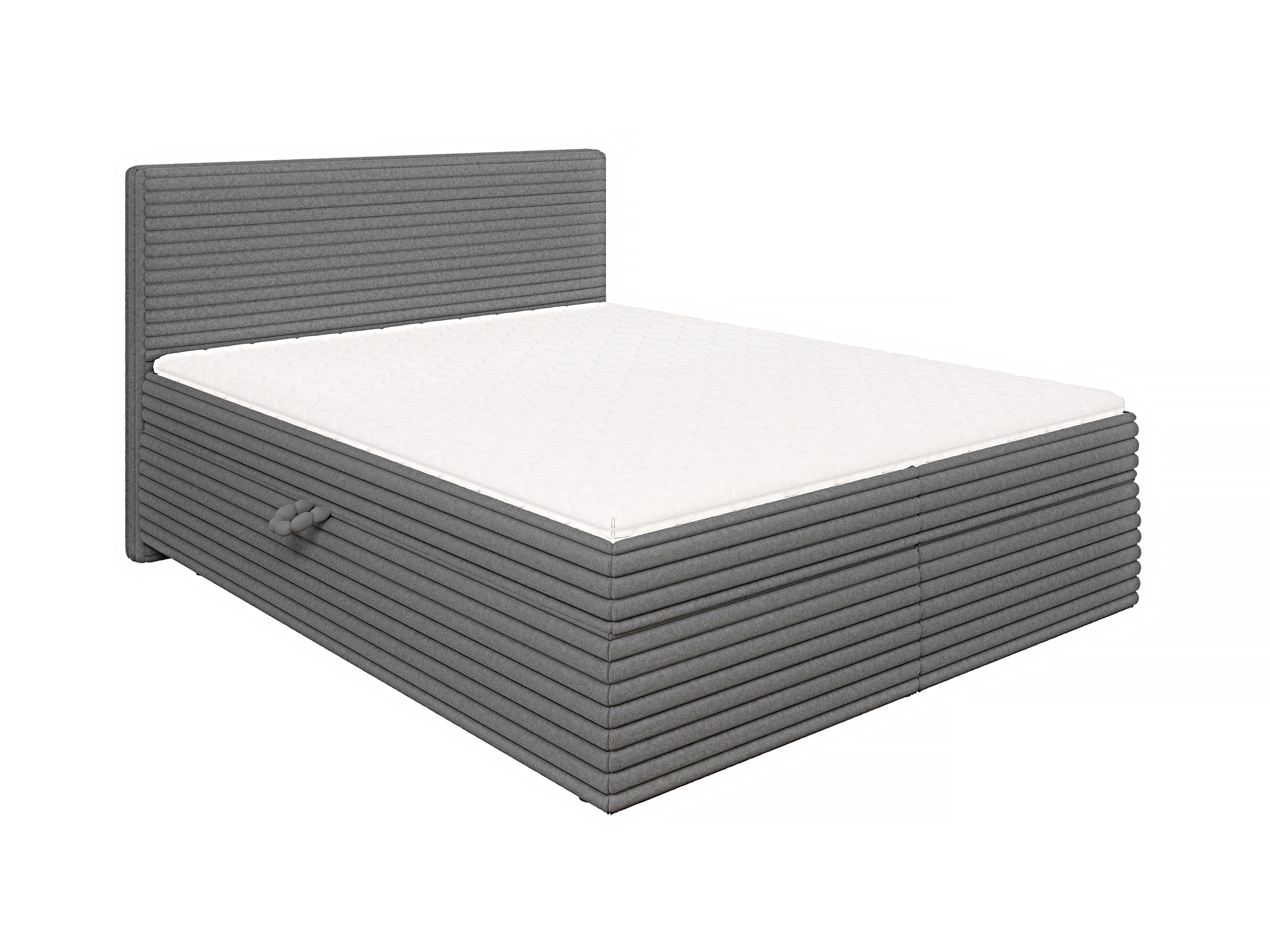 BOXBETT Roma 160/200 cm Dunkelgrau Plüschcord - Dunkelgrau/Schwarz, Holz/Kunststoff (160/200cm) - S-Style