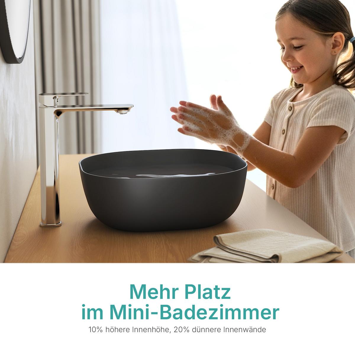 WASCHBECKEN Quadratisch R-Ecken Schwarz 41,5 / 41,5 / 14,5 cm - Schwarz, Keramik (41.5/14.5/41.5cm) - EMKE