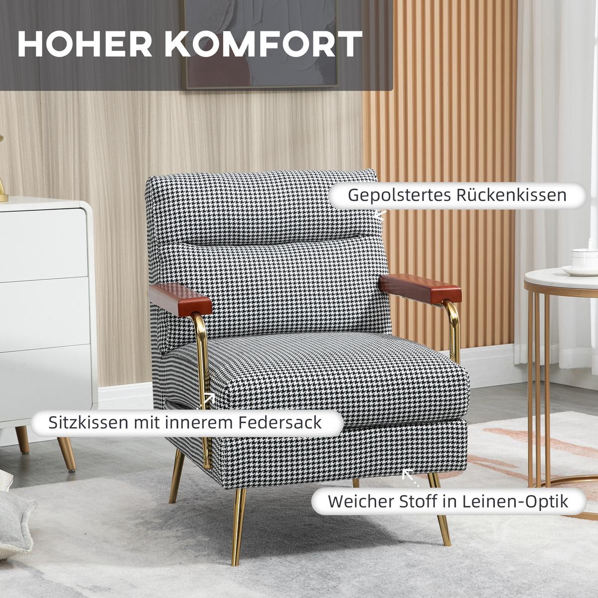 OHRENSESSEL Relaxsessel, Polstersessel Akzentsessel mit Leinenoptik, Stahlbeine - Multicolor, Kunststoff (81.5/87.5/72cm) - HOMCOM
