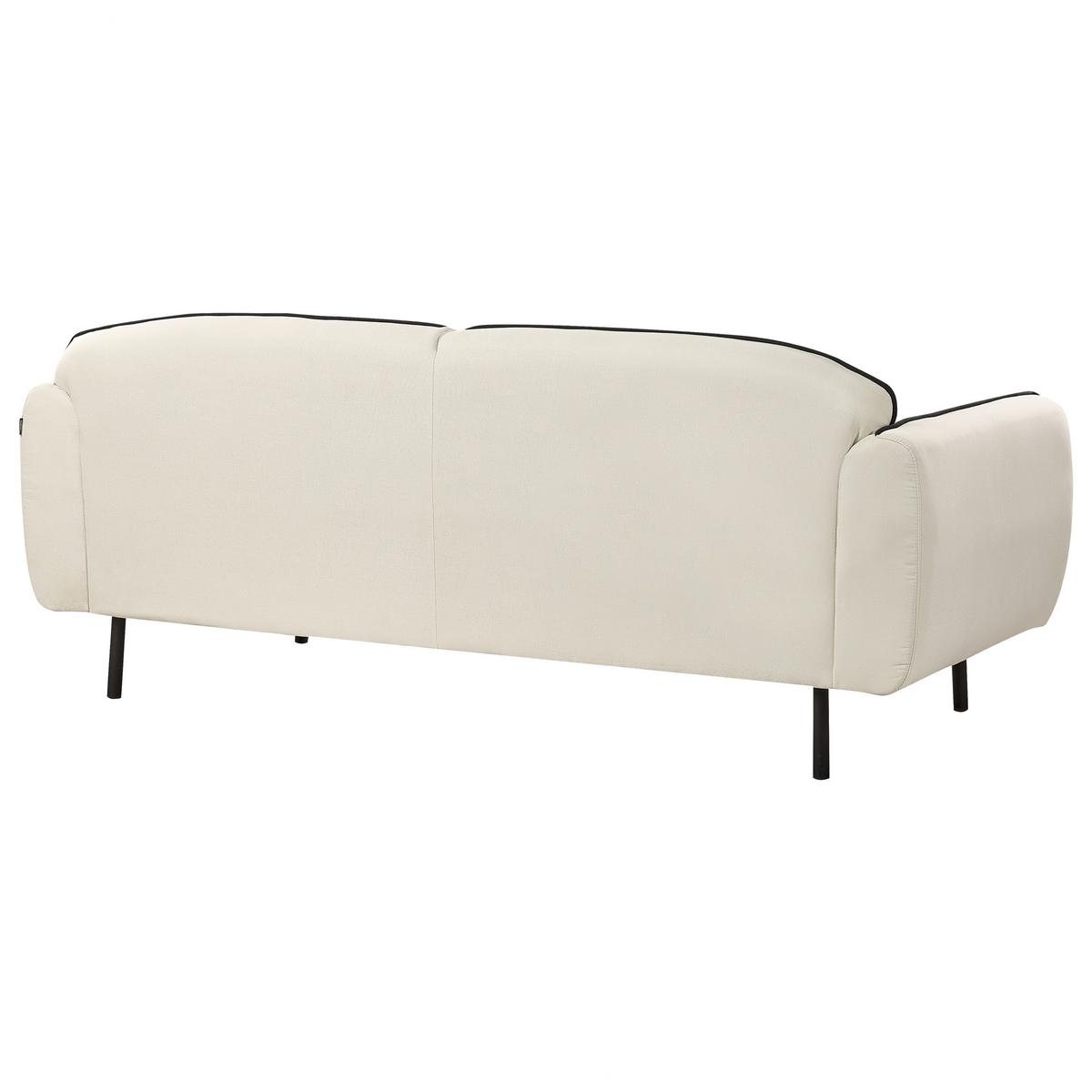 3-SITZER-SOFA hellbeige/schwarz mit Ottomane Tonsberg - Beige/Schwarz, Textil (198/78/85cm) - Beliani