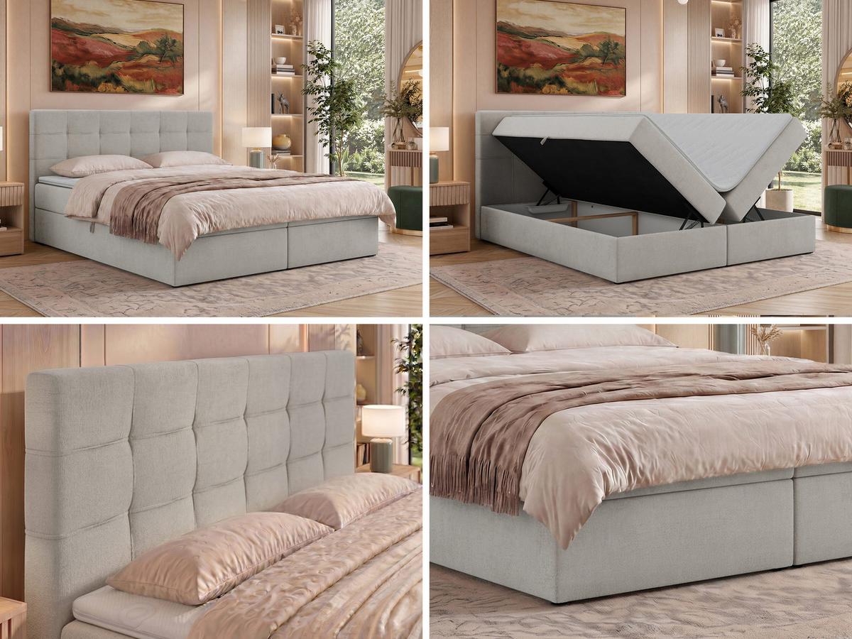 BOXBETT SOLVEN 200/200 - Hellgrau Jersey - Topper T25 - H3 - Hellgrau/Schwarz, Kunststoff/Textil (200/200cm) - MKS
